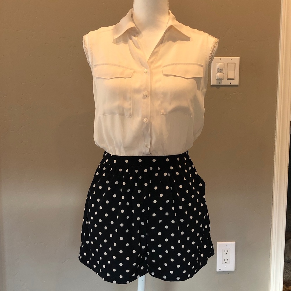 Forever 21 Black Polka Dot shorts/romper with White Dots